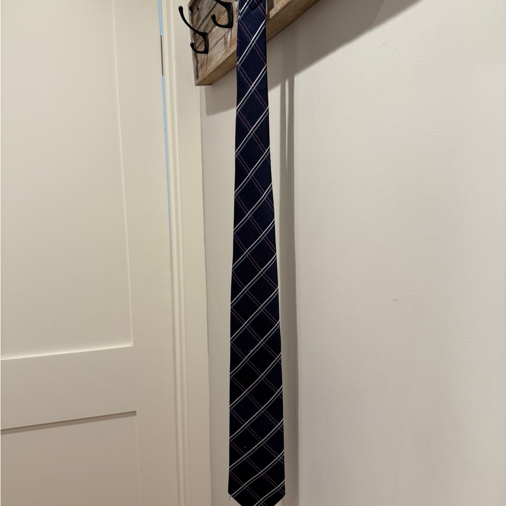 Blue and White Striped Silk Tie